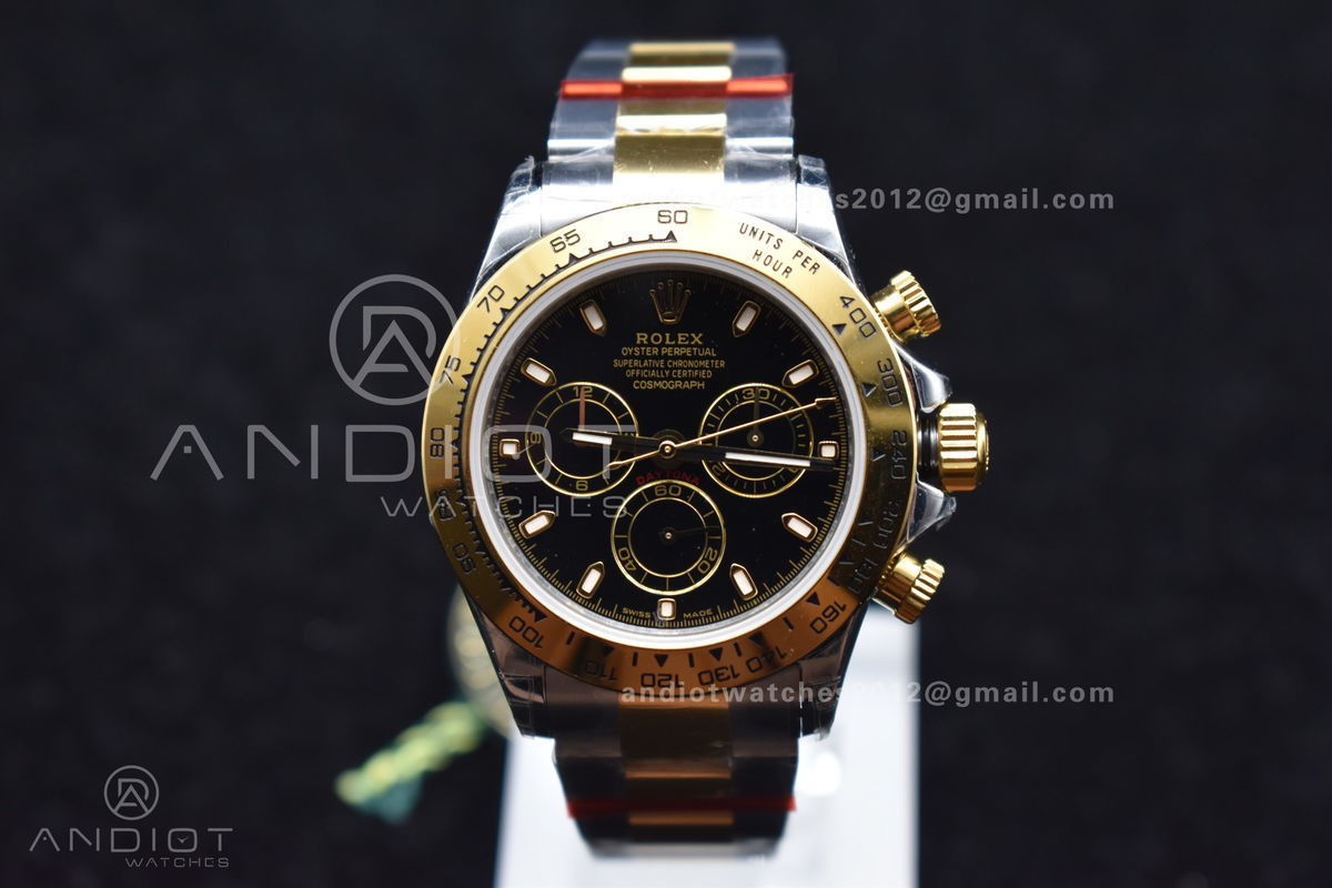 Daytona SS/YG TWF YG Bezel Black Dial on SS/YG Bracelet A7750